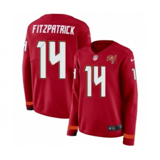 Women's Nike Tampa Bay Buccaneers 14 Ryan Fitzpatrick Limited Red Therma Long Sleeve NFL Jersey