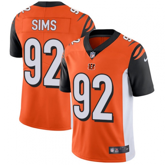 Youth Nike Cincinnati Bengals 92 Pat Sims Vapor Untouchable Limited Orange Alternate NFL Jersey