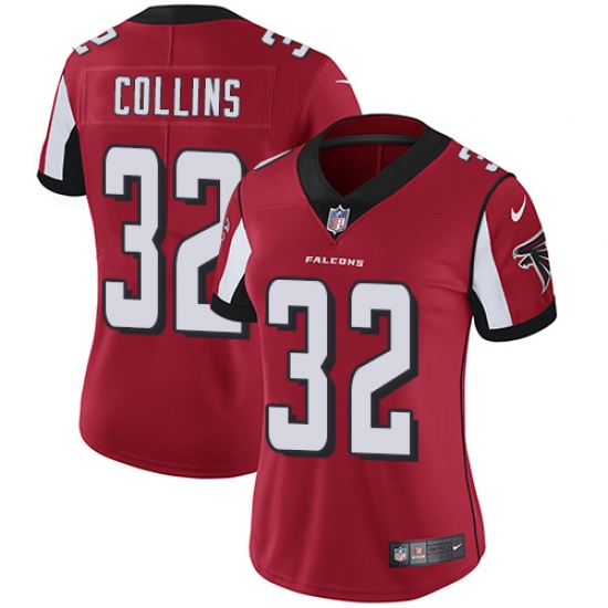 Women's Nike Atlanta Falcons 32 Jalen Collins Red Team Color Vapor Untouchable Limited Player NFL Jersey