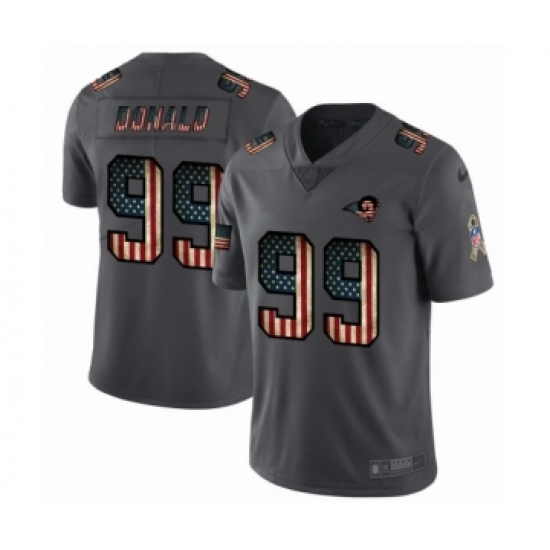 Men's Los Angeles Rams 99 Aaron Donald Limited Black USA Flag 2019 Salute To Service Football Jersey