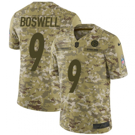 Youth Nike Pittsburgh Steelers 9 Chris Boswell Limited Camo 2018 Salute to Service NFL Jersey
