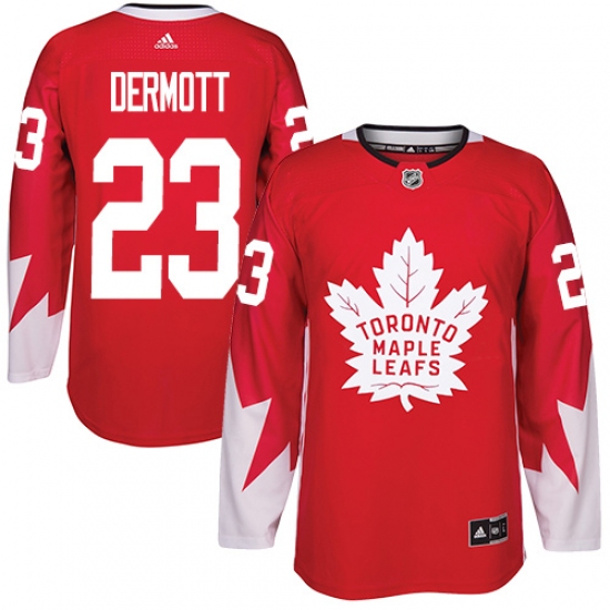 Men's Adidas Toronto Maple Leafs 23 Travis Dermott Authentic Red Alternate NHL Jersey