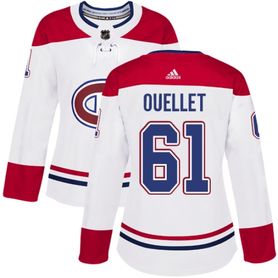 Women's Adidas Montreal Canadiens 61 Xavier Ouellet Authentic White Away NHL Jersey