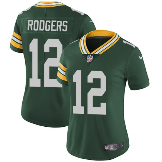 Women's Nike Green Bay Packers 12 Aaron Rodgers Elite Green Team Color NFL Jersey