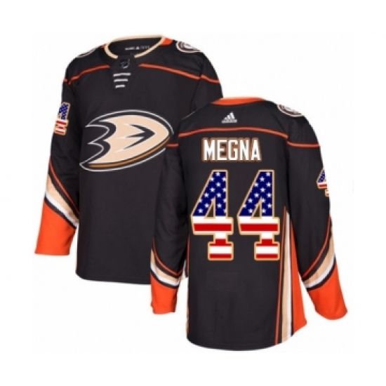 Men's Adidas Anaheim Ducks 44 Jaycob Megna Authentic Black USA Flag Fashion NHL Jersey