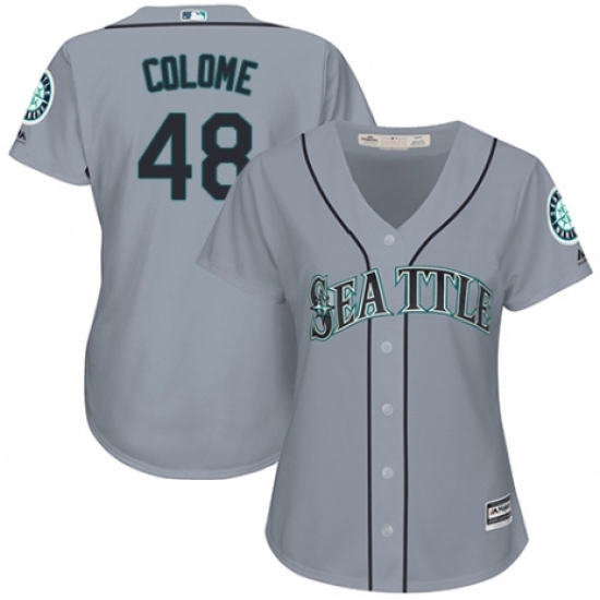 Women's Majestic Seattle Mariners 48 Alex Colome Replica Grey Road Cool Base MLB Jersey