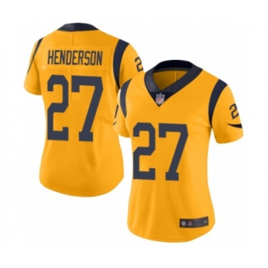Women's Los Angeles Rams 27 Darrell Henderson Limited Gold Rush Vapor Untouchable Football Jersey