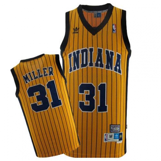 Men's Mitchell and Ness Indiana Pacers 31 Reggie Miller Authentic Gold Throwback NBA Jersey