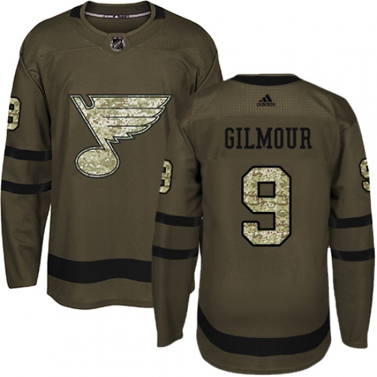 Youth Adidas St. Louis Blues 9 Doug Gilmour Premier Green Salute to Service NHL Jersey