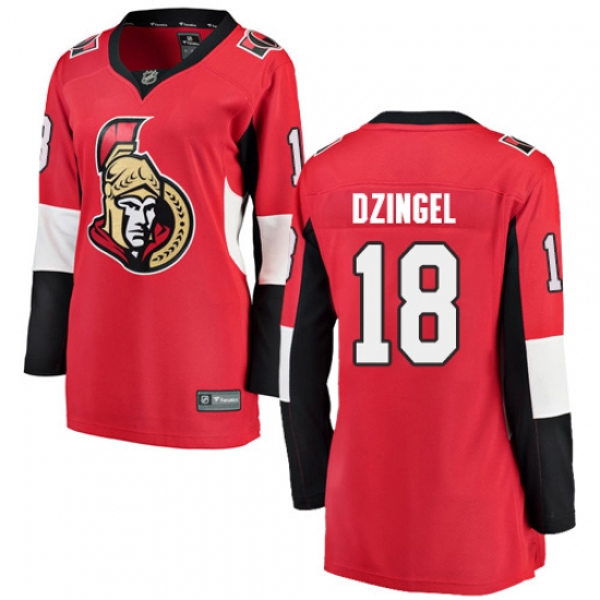 Women's Ottawa Senators 18 Ryan Dzingel Fanatics Branded Red Home Breakaway NHL Jersey
