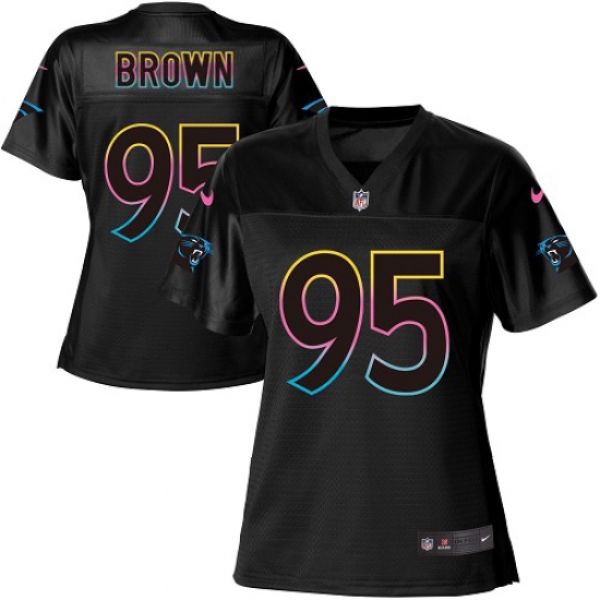 Women's Carolina Panthers 95 Derrick Brown Black NFL Fashion Game Jersey