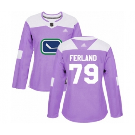 Women's Vancouver Canucks 79 Michael Ferland Authentic Purple Fights Cancer Practice Hockey Jersey