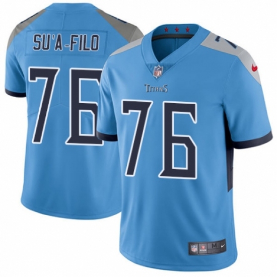 Men's Nike Tennessee Titans 76 Xavier Su'a-Filo Light Blue Alternate Vapor Untouchable Limited Player NFL Jersey