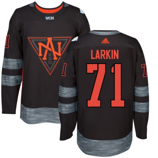 Men's Adidas Team North America 71 Dylan Larkin Premier Black Away 2016 World Cup of Hockey Jersey