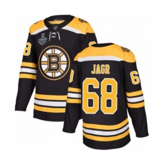 Men's Boston Bruins 68 Jaromir Jagr Authentic Black Home 2019 Stanley Cup Final Bound Hockey Jersey