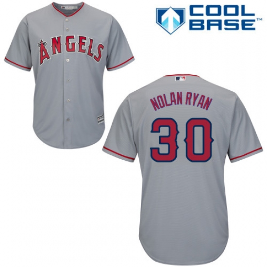 Men's Majestic Los Angeles Angels of Anaheim 30 Nolan Ryan Replica Grey Road Cool Base MLB Jersey