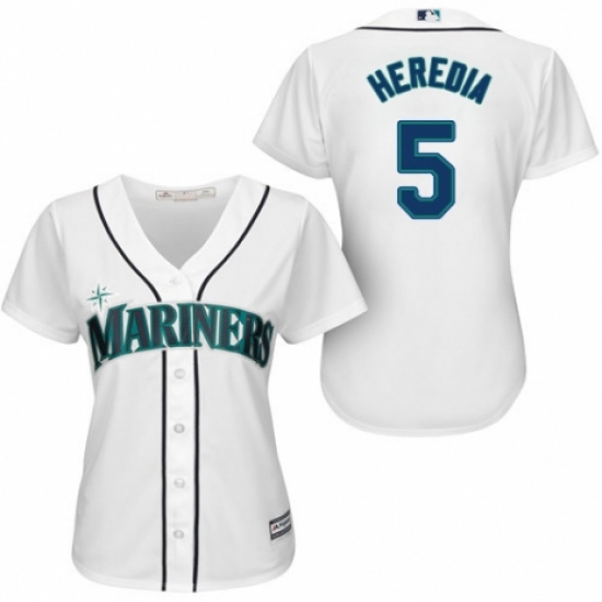 Women's Majestic Seattle Mariners 5 Guillermo Heredia Replica White Home Cool Base MLB Jersey