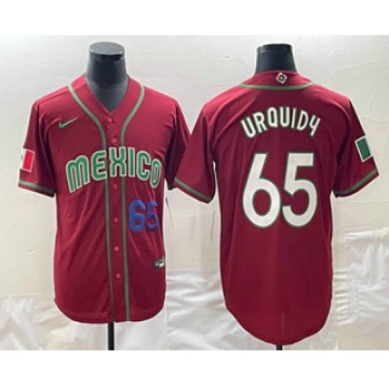 Mens Mexico Baseball 65 Giovanny Gallegos Number 2023 Red World Classic Stitched Jersey