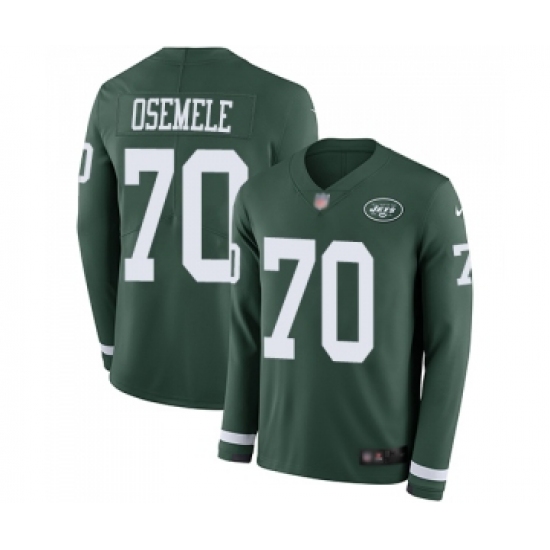Men's New York Jets 70 Kelechi Osemele Limited Green Therma Long Sleeve Football Jersey