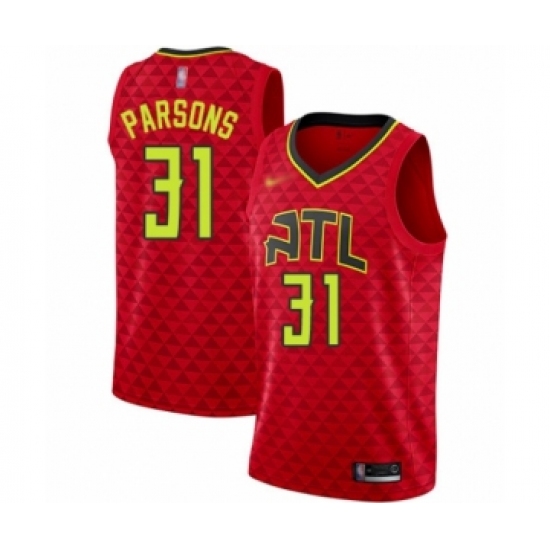 Men's Atlanta Hawks 31 Chandler Parsons Authentic Red Basketball Jersey Statement Edition