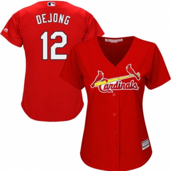 Women's Majestic St. Louis Cardinals 12 Paul DeJong Replica Red Alternate Cool Base MLB Jersey