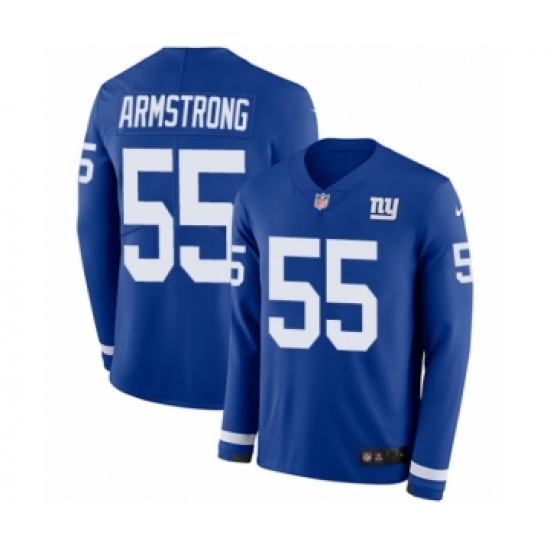 Men's Nike New York Giants 55 Ray-Ray Armstrong Limited Royal Blue Therma Long Sleeve NFL Jersey