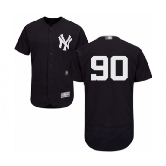 Men's New York Yankees 90 Thairo Estrada Navy Blue Alternate Flex Base Authentic Collection Baseball Player Jersey