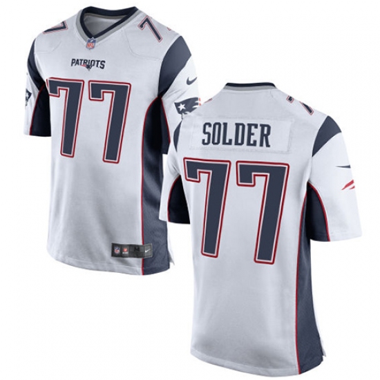 Men's Nike New England Patriots 77 Nate Solder Game White NFL Jersey