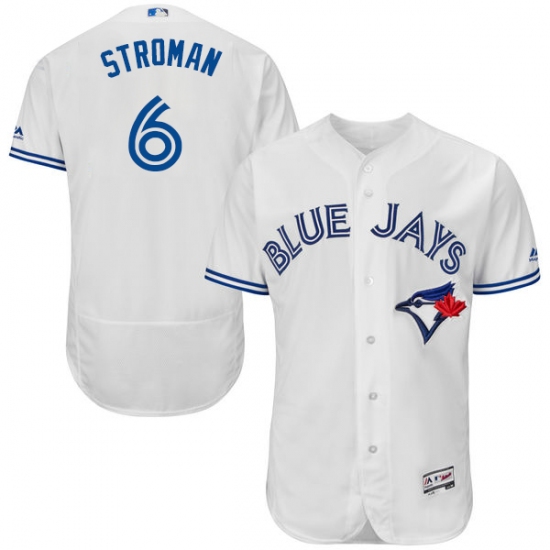 Men's Majestic Toronto Blue Jays 6 Marcus Stroman White Home Flex Base Authentic Collection MLB Jersey