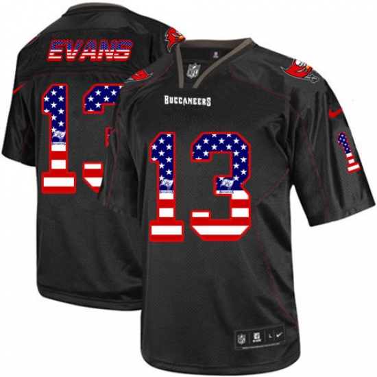 Men's Nike Tampa Bay Buccaneers 13 Mike Evans Elite Black USA Flag Fashion NFL Jersey