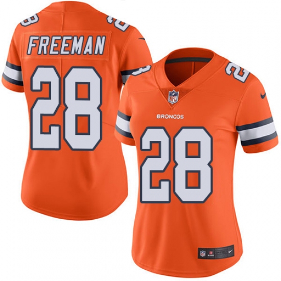 Women Nike Denver Broncos 28 Royce Freeman Limited Orange Rush Vapor Untouchable NFL Jersey