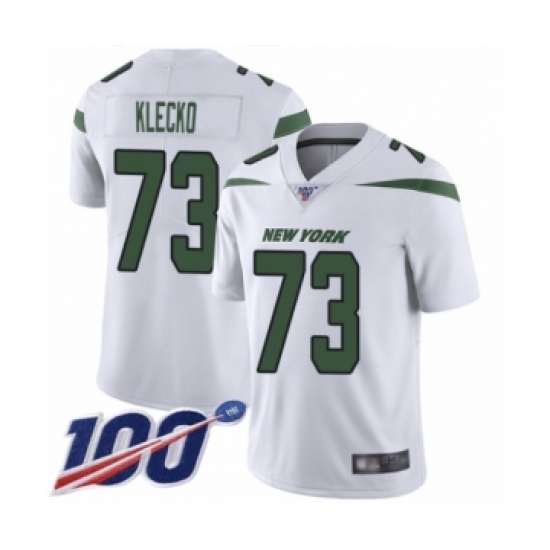Men's New York Jets 73 Joe Klecko White Vapor Untouchable Limited Player 100th Season Football Jersey