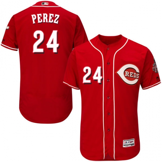 Men's Majestic Cincinnati Reds 24 Tony Perez Red Alternate Flex Base Authentic Collection MLB Jersey