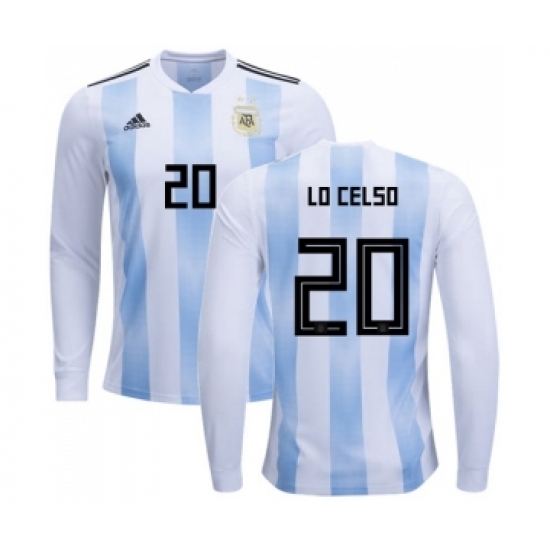 Argentina 20 Lo Celso Home Long Sleeves Soccer Country Jersey