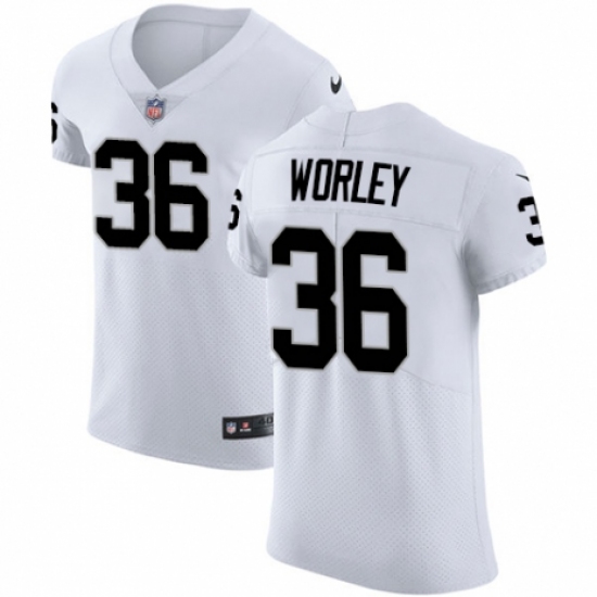 Men's Nike Oakland Raiders 36 Daryl Worley White Vapor Untouchable Elite Player NFL Jersey