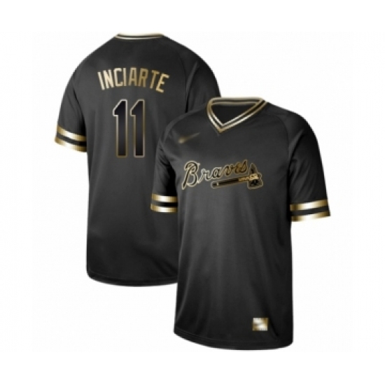Men's Atlanta Braves 11 Ender Inciarte Authentic Black Gold Fashion Baseball Jersey