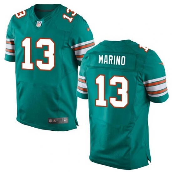Men's Nike Miami Dolphins 13 Dan Marino Elite Aqua Green Alternate NFL Jersey