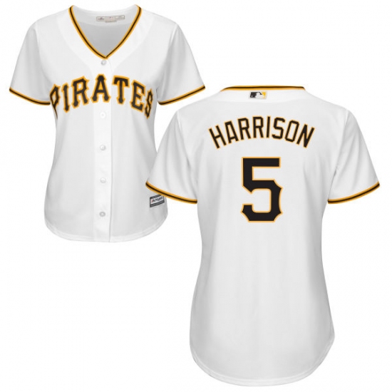 Women's Majestic Pittsburgh Pirates 5 Josh Harrison Replica White Home Cool Base MLB Jersey