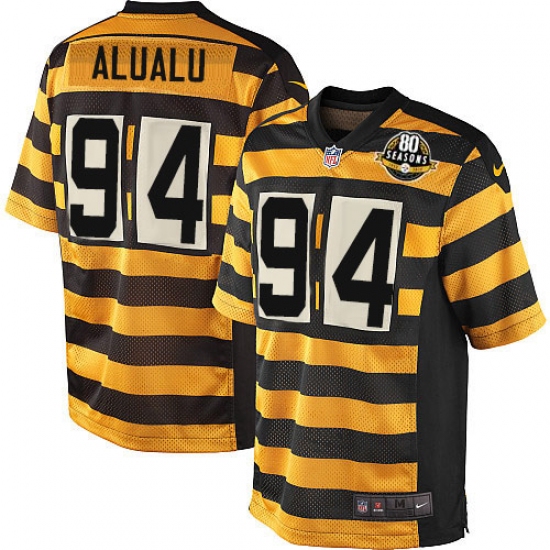 Men's Nike Pittsburgh Steelers 94 Tyson Alualu Elite Yellow/Black Alternate 80TH Anniversary Throwback NFL Jersey