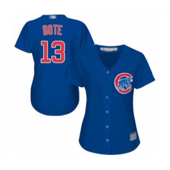 Women's Chicago Cubs 13 David Bote Authentic Royal Blue Alternate Cool Base Baseball Player Jersey