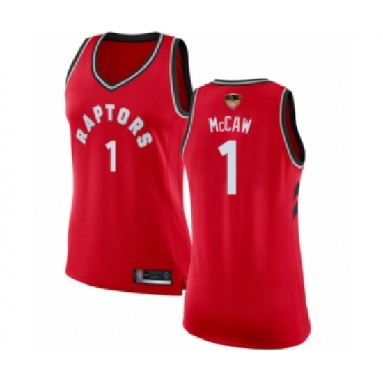 Women's Toronto Raptors 1 Patrick McCaw Swingman Red 2019 Basketball Finals Bound Jersey - Icon Edition