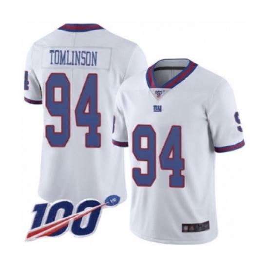 Men's New York Giants 94 Dalvin Tomlinson Limited White Rush Vapor Untouchable 100th Season Football Jersey