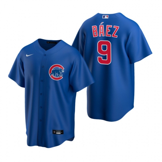 Men's Nike Chicago Cubs 9 Javier Baez Royal Alternate Stitched Baseball Jersey