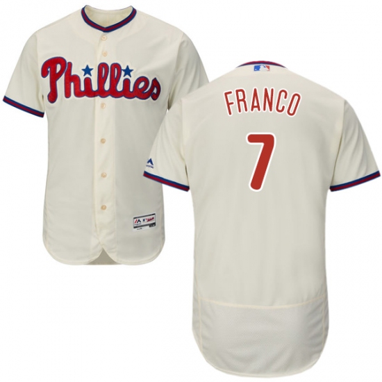 Men's Majestic Philadelphia Phillies 7 Maikel Franco Cream Alternate Flex Base Authentic Collection MLB Jersey