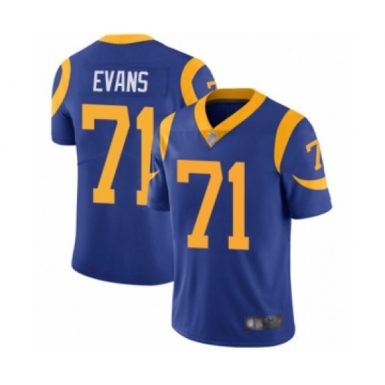 Youth Los Angeles Rams 71 Bobby Evans Royal Blue Alternate Vapor Untouchable Limited Player Football Jersey