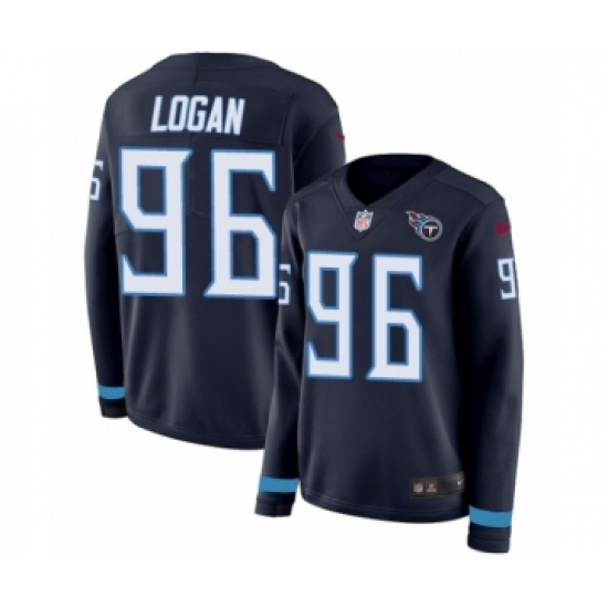 Women's Nike Tennessee Titans 96 Bennie Logan Limited Navy Blue Therma Long Sleeve NFL Jersey