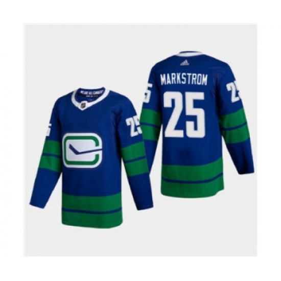 Men's Vancouver Canucks 25 Jacob Markstrom 2020-21 Authentic Player Alternate Stitched Hockey Jersey Blue