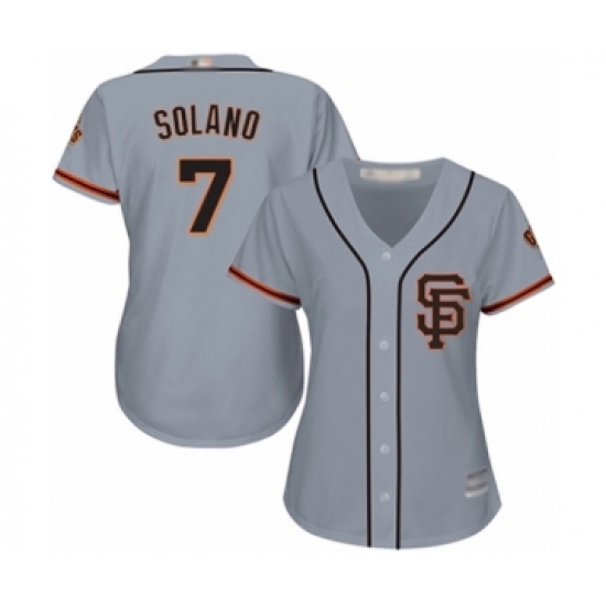 Women's San Francisco Giants 7 Donovan Solano Authentic Grey Road 2 Cool Base Baseball Player Jersey