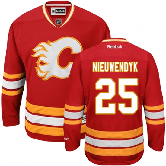 Men's Reebok Calgary Flames 25 Joe Nieuwendyk Authentic Red Third NHL Jersey