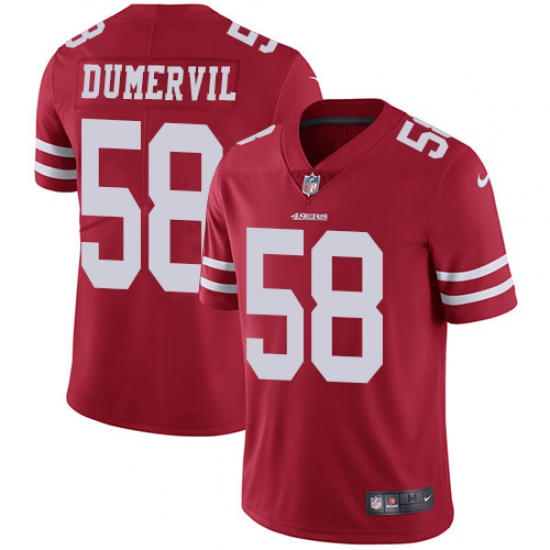 Youth Nike San Francisco 49ers 58 Elvis Dumervil Red Team Color Vapor Untouchable Limited Player NFL Jersey